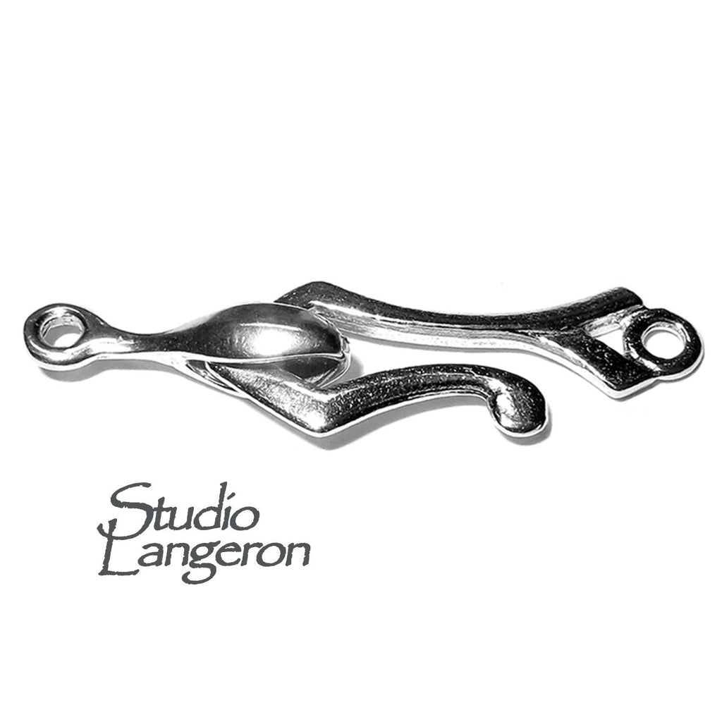 925 Sterling Silver Hook Eye Clasps size 3.5 cm, Jewelry making, Clasp, Hook eye clasp, Clasps, Sterling silver, Silver clasp - 1 piece