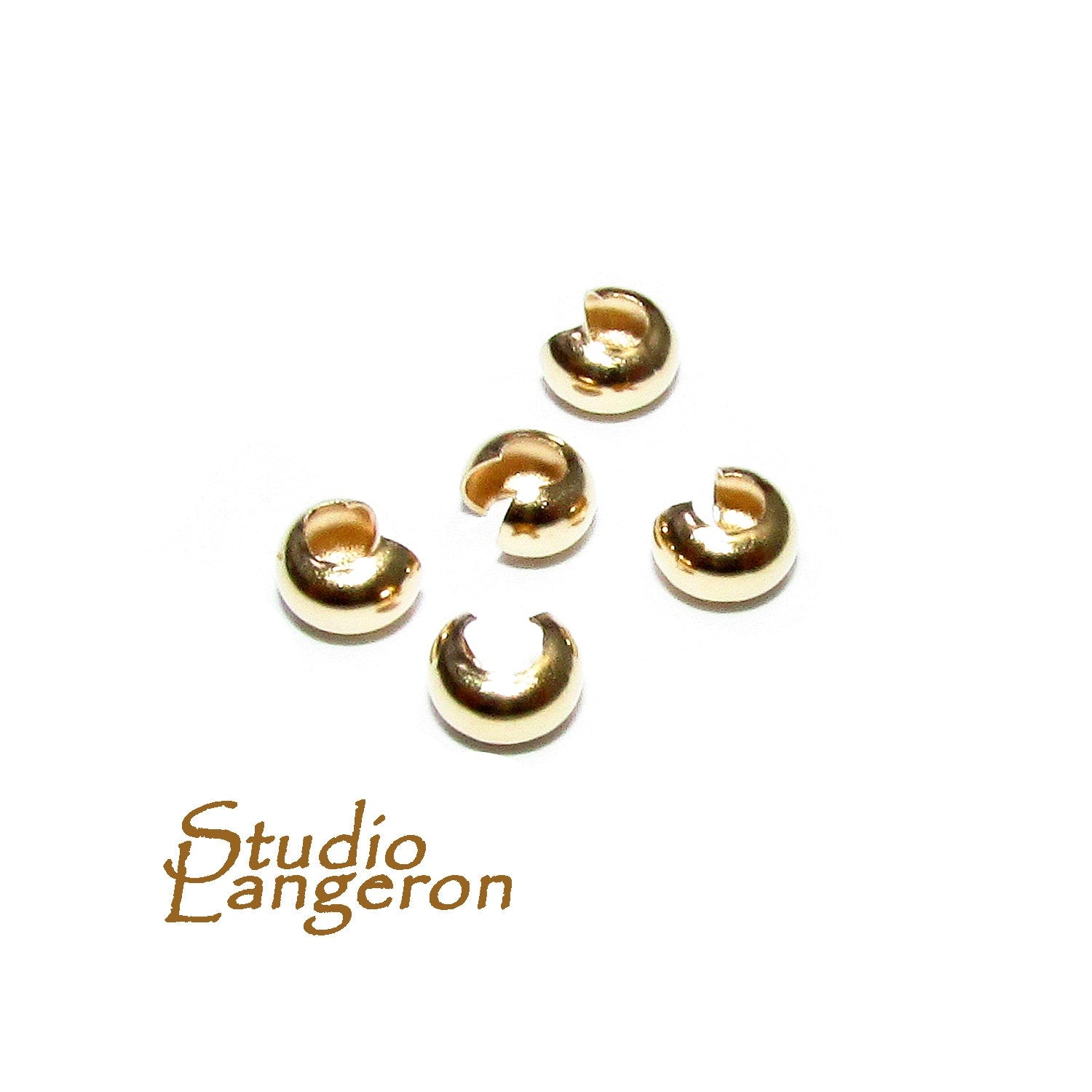 14K Solid gold Crimp Bead Covers size 3, 4.8mm, Solid Gold crimp beads, Jewelry making, Gold findings, Solid Gold beads cover - 1 piece