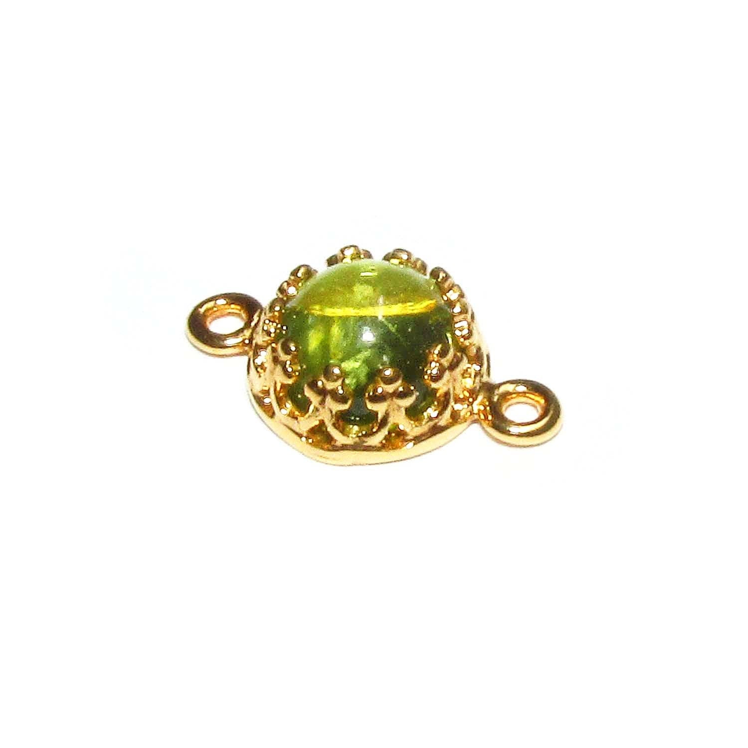 14K Gold Filled natural Peridot round Link Connector size 14x7 mm, Natural Peridot gold filled link, Jewelry making, Connector - 1 piece