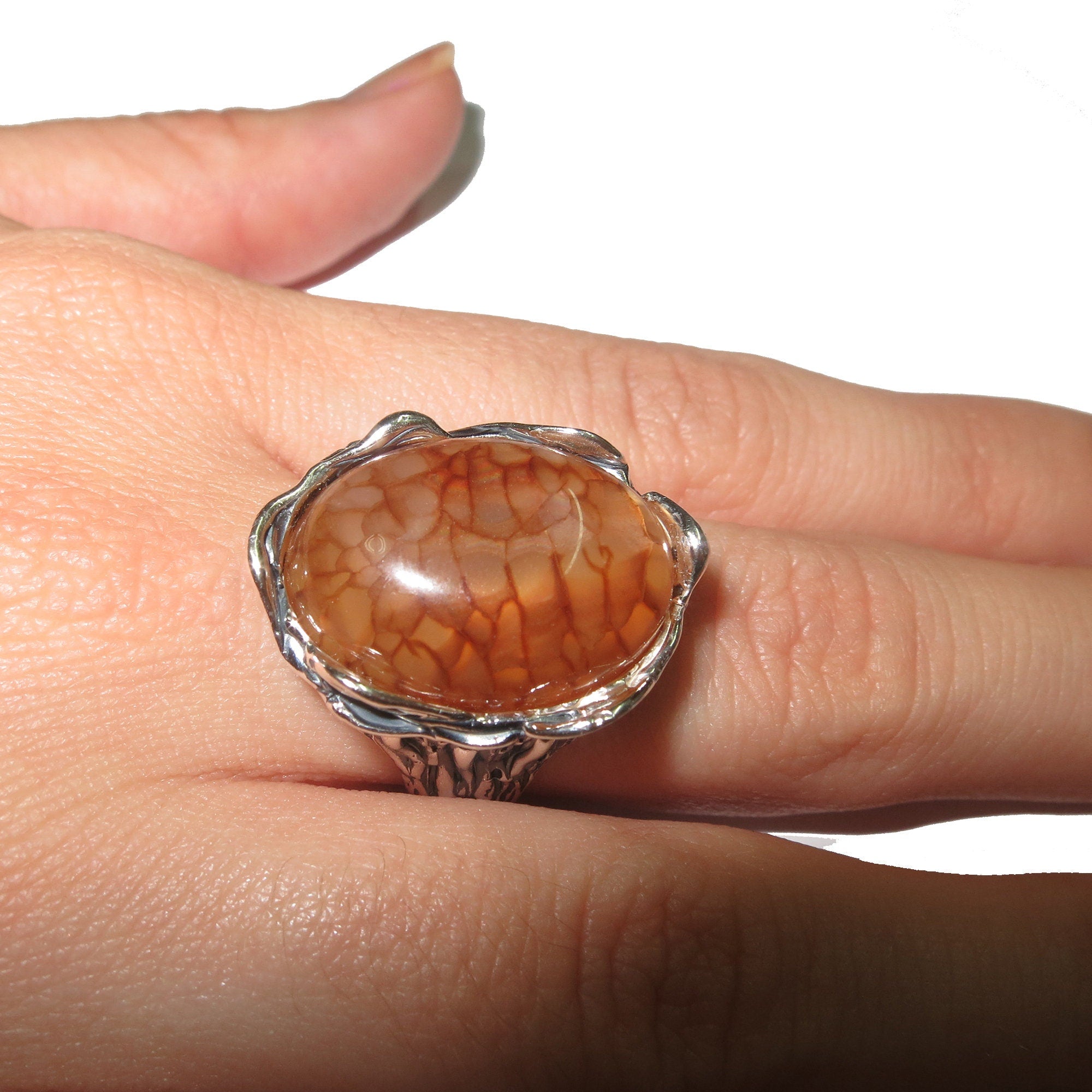 Statement Dragon Vein Agate ring 925 sterling silver size 6, handmade ring, Dragon Vein Agate, single copy, silver ring, gemstone - 1 piece