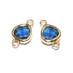 14K Gold Filled Checkerboard blue topaz triangular Link Connector size 8x14 mm, gold filled link, Jewelry making, Connector - 1 piece