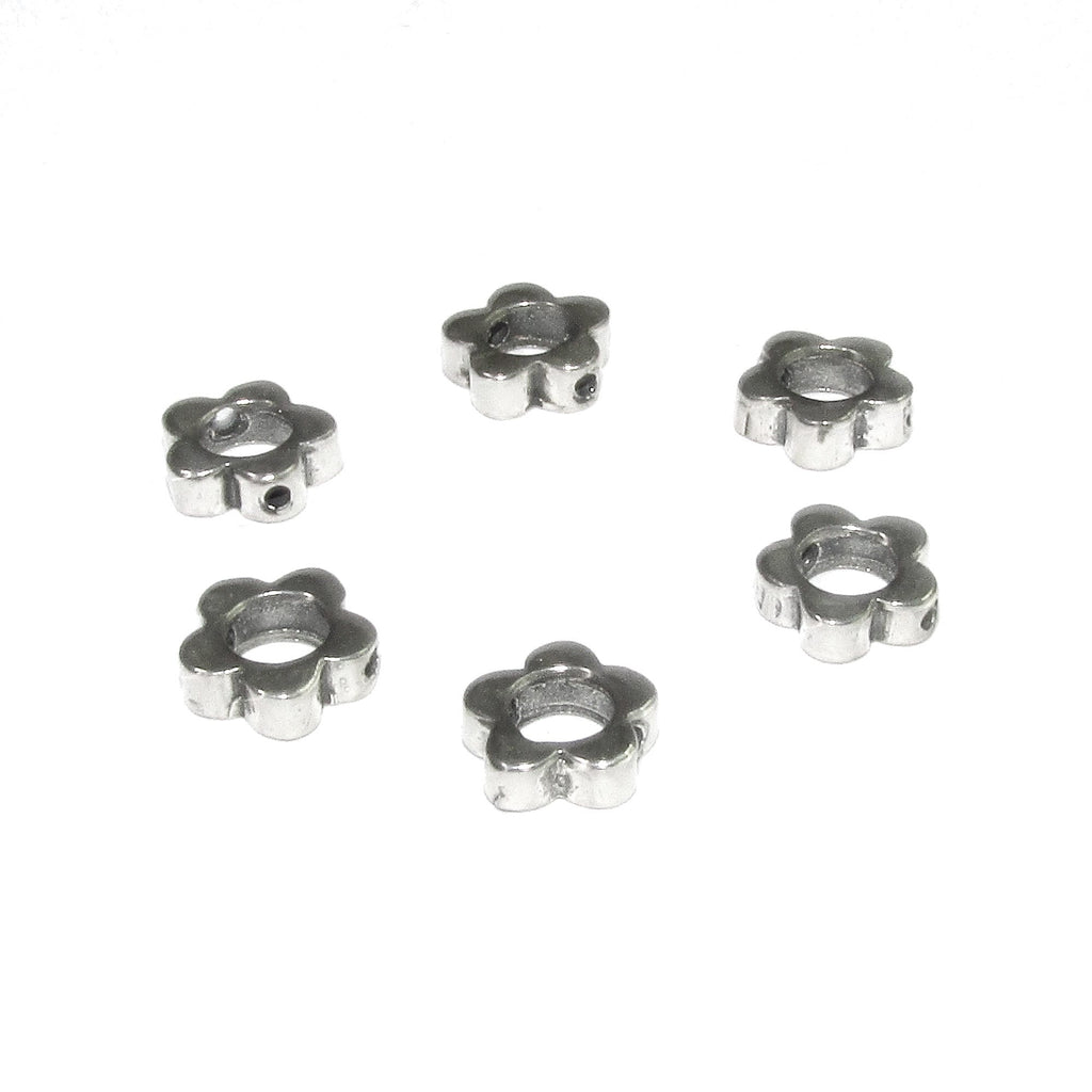 925 Sterling silver Flower flat beads size 7.4x2.4 mm, Flat beads, Beads for bracelets, 925 Silver beads, Jewelry making, Beads - 1 piece