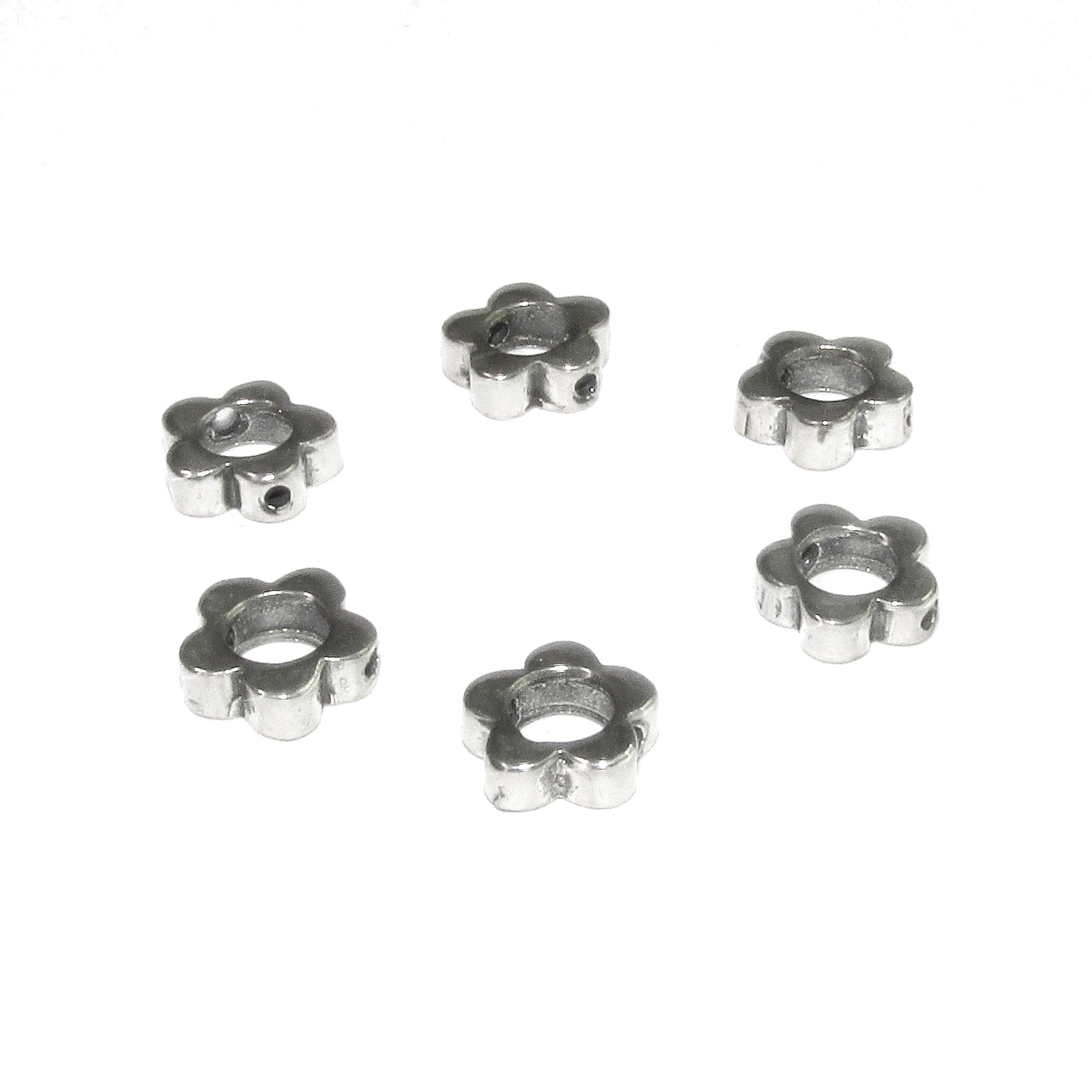 925 Sterling silver Flower flat beads size 7.4x2.4 mm, Flat beads, Beads for bracelets, 925 Silver beads, Jewelry making, Beads - 1 piece