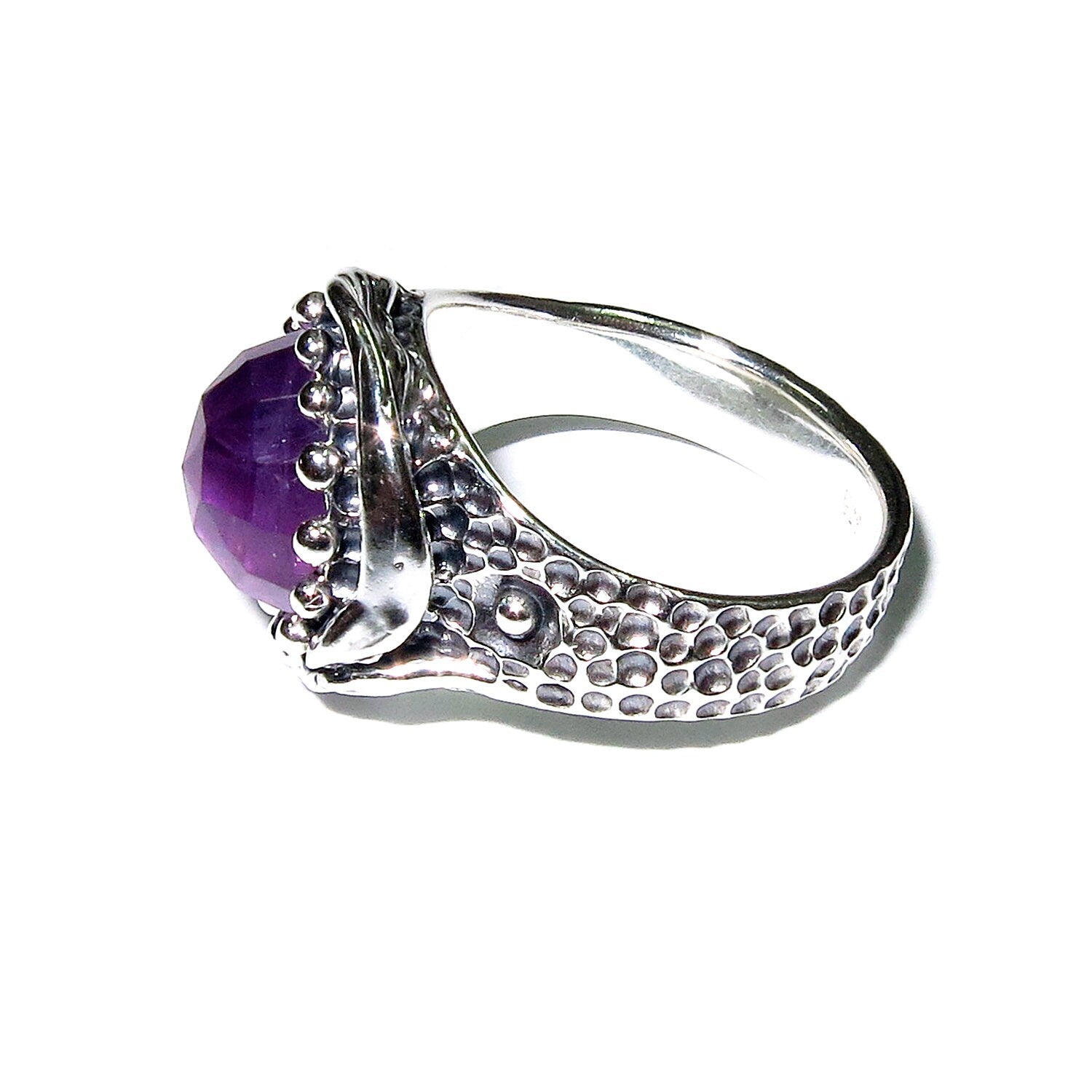 Amethyst ring 925 sterling silver, size 6 1/2, Handmade ring, single copy, Statement ring, Natural amethyst, silver ring, gemstone