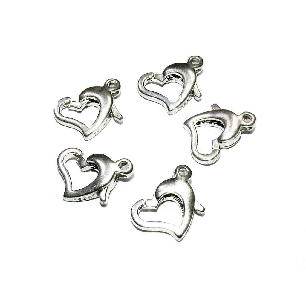 925 Sterling Silver Heart Clasp with Ring size 9.5x8.0mm, Heart Spring Clasp, Sterling silver, Silver clasp, Jewelry making - 1 piece