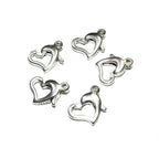 925 Sterling Silver Heart Clasp with Ring size 9.5x8.0mm, Heart Spring Clasp, Sterling silver, Silver clasp, Jewelry making - 1 piece