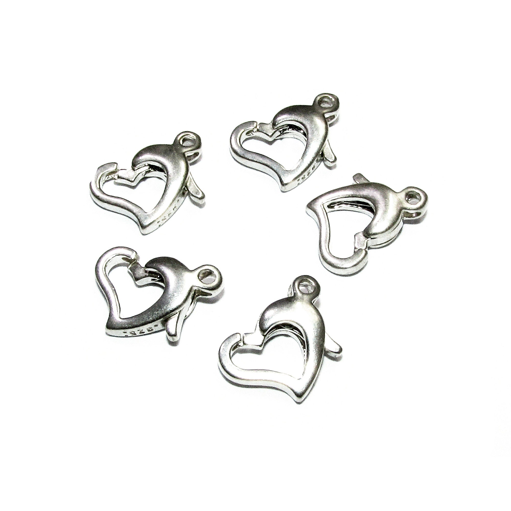 925 Sterling Silver Heart Clasp with Ring size 9.5x8.0mm, Heart Spring Clasp, Sterling silver, Silver clasp, Jewelry making - 1 piece