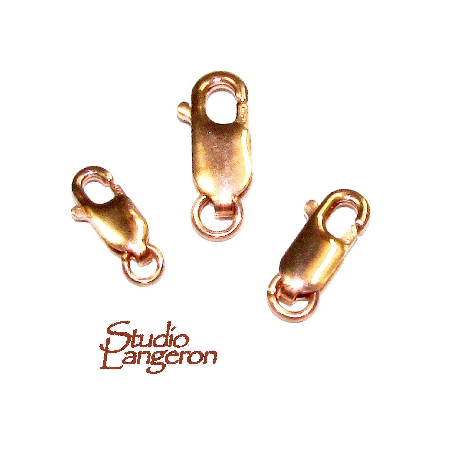 14K Rose Gold Filled Oval Lobster Clasp with Open Ring size 10, 12, 14 mm, Rose Gold Filled, Jewelry making, Clasp gold filled - 1 piece