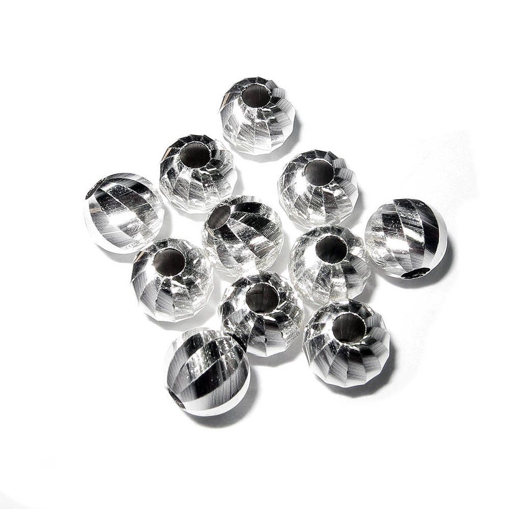 925 sterling silver diamond cut beads size 6 mm, diamond cut beads, Jewelry making, silver beads, sterling silver, silver findings - 1 piece