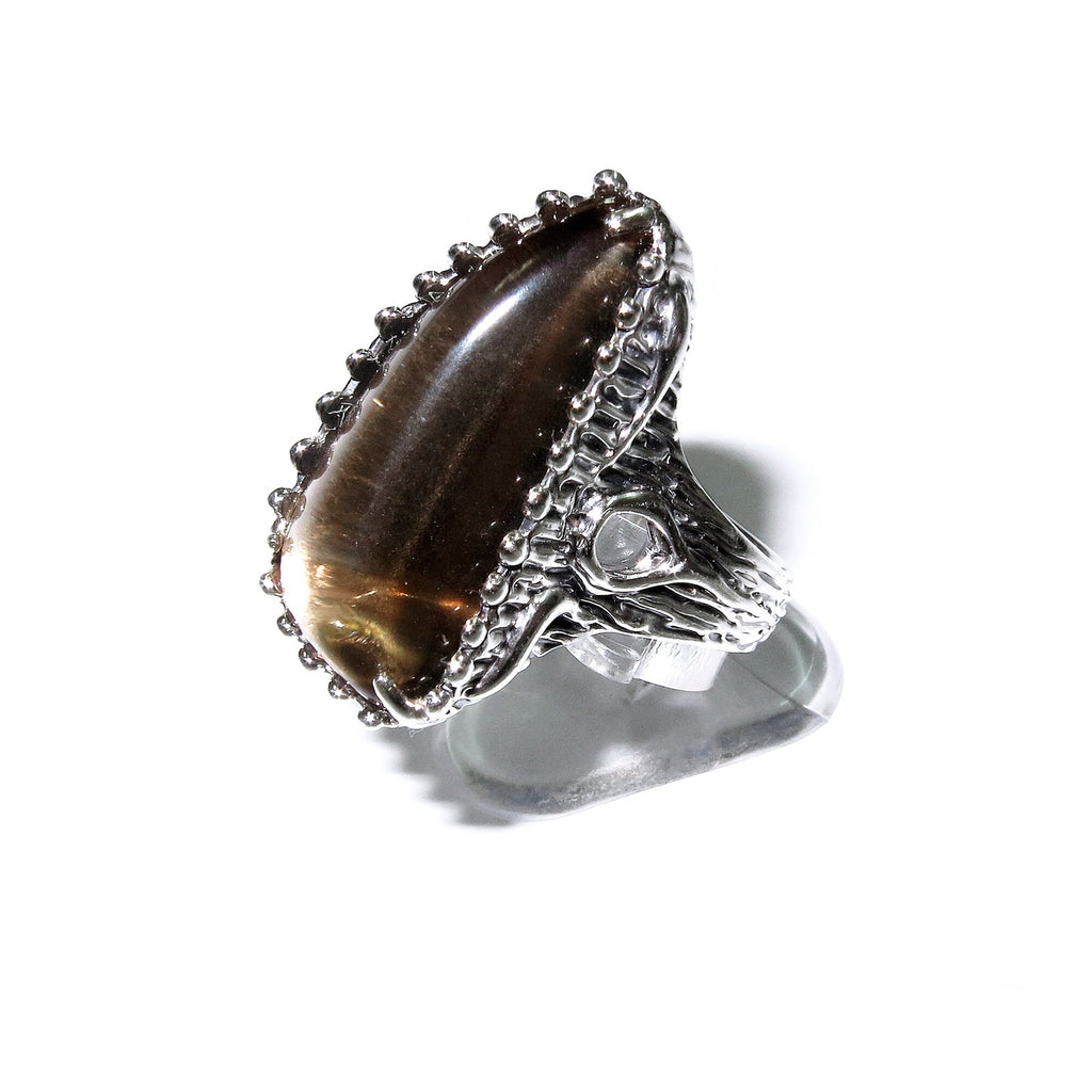 Statement Rauch topaz ring 925 sterling silver size 7 1/2, handmade ring, single copy, unique design, Rauch topaz, silver ring, gemstone