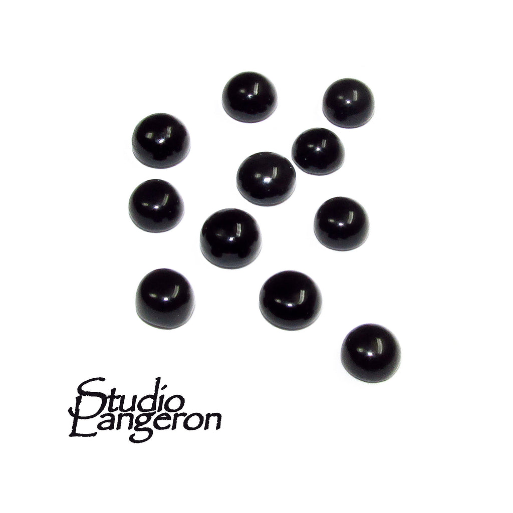 4 mm Natural Black onyx round Cabochon, Black onyx Gemstone, Natural gemstone, Round cabochon, Jewelry making, Black onyx - 1 piece