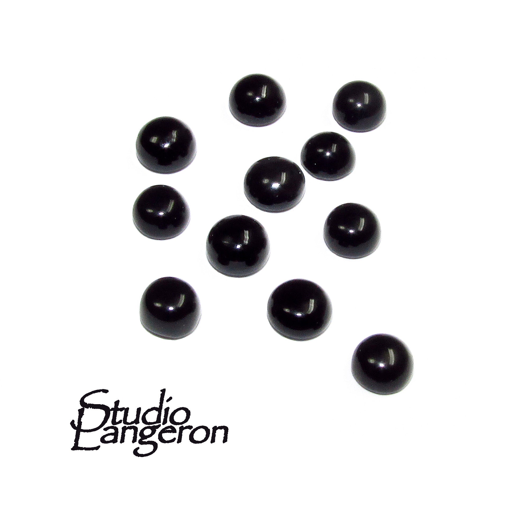 4 mm Natural Black onyx round Cabochon, Black onyx Gemstone, Natural gemstone, Round cabochon, Jewelry making, Black onyx - 1 piece