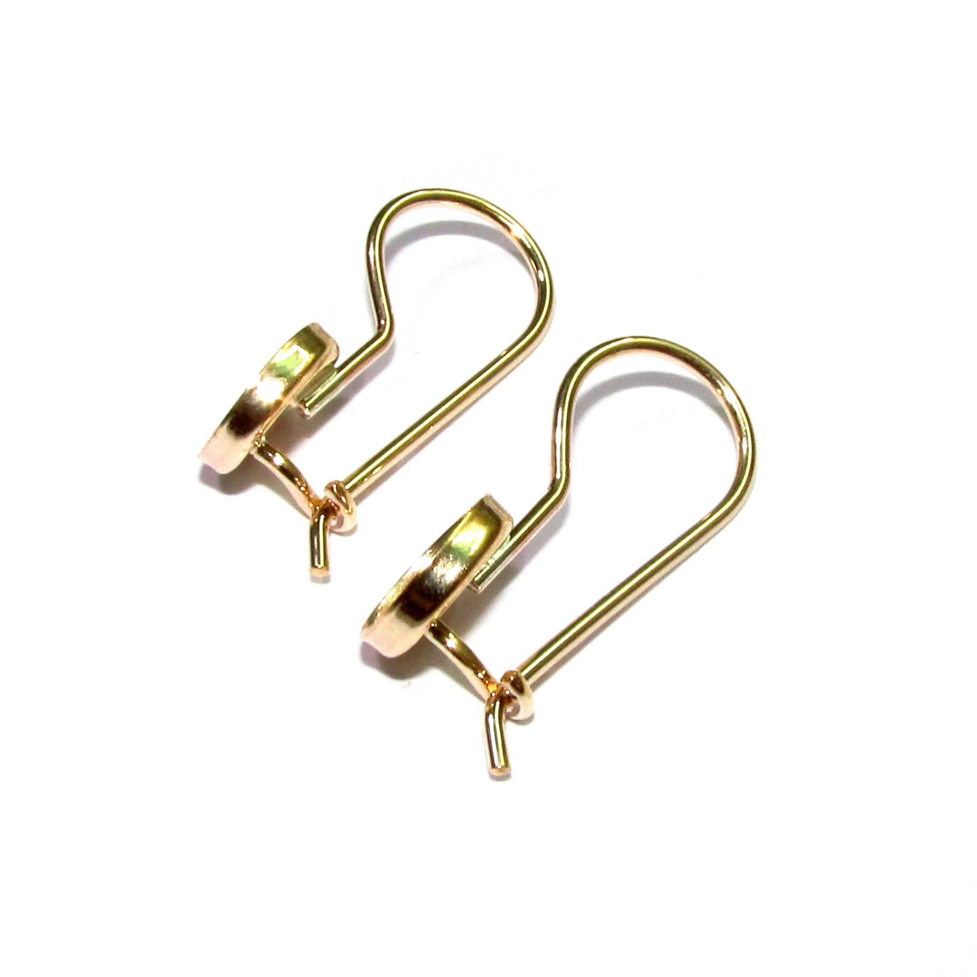14K Yellow gold filled blank earrings with bezel cup 8 mm, Jewelry making, Setting, bezel cup, base earrings - 1 pair (2 piece)
