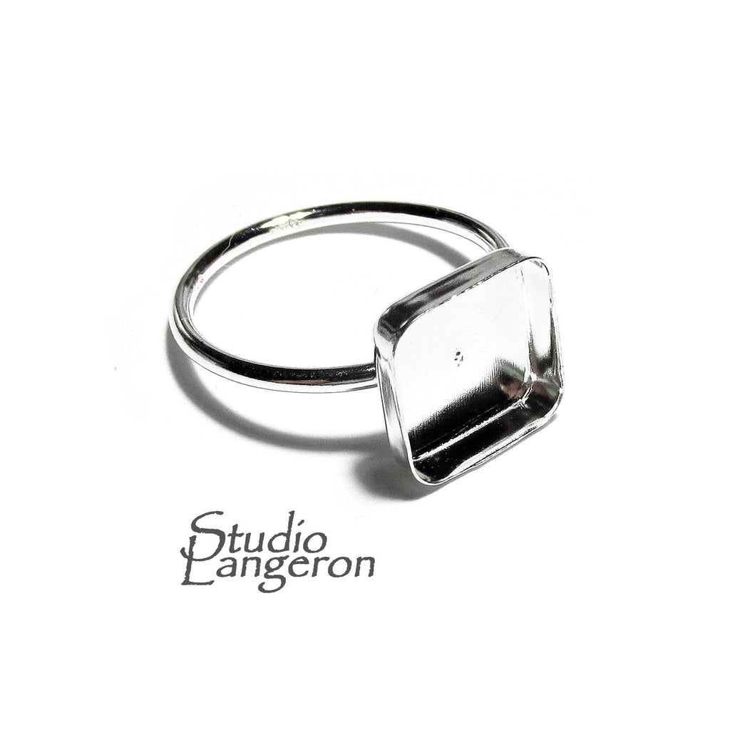 925 sterling silver blank ring with bezel cup 10x10mm size 4, 5, 6, 7, 8, 9, 10, 11, silver ring, bezel cup, setting, base ring - 1 piece