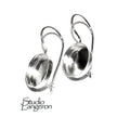 12 mm 925 sterling silver blank earrings with bezel cup, Jewelry making, Setting, bezel cup, base earrings, 925 silver - 1 pair (2 piece)