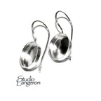12 mm 925 sterling silver blank earrings with bezel cup, Jewelry making, Setting, bezel cup, base earrings, 925 silver - 1 pair (2 piece)