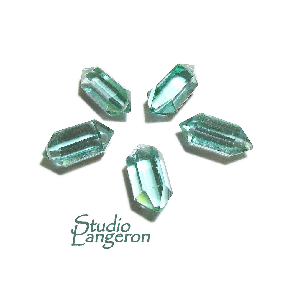 Natural Prasiolite Faceted Crystal Point beads size 14x7mm, Prasiolite Gemstone, Jewelry making, Natural Gemstone Faceted beads - 1 piece