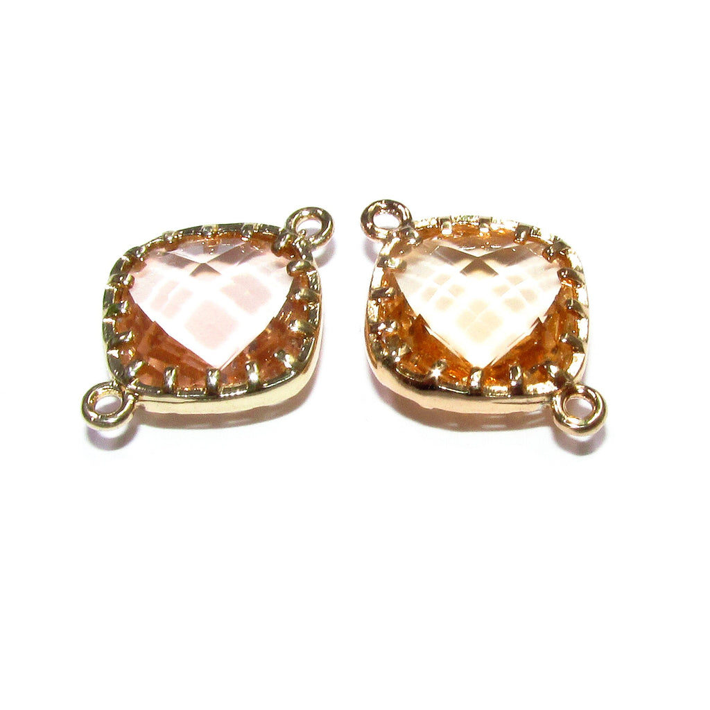 14K Gold Filled Checkerboard topaz champagne cushion Connector size 13x18 mm, gold filled link, Jewelry making, Link Connector - 1 piece