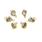 14K Gold Filled White topaz heart Link Connector size 11.5x7.0 mm, White topaz gold filled link, Connector, Jewelry making - 1 piece