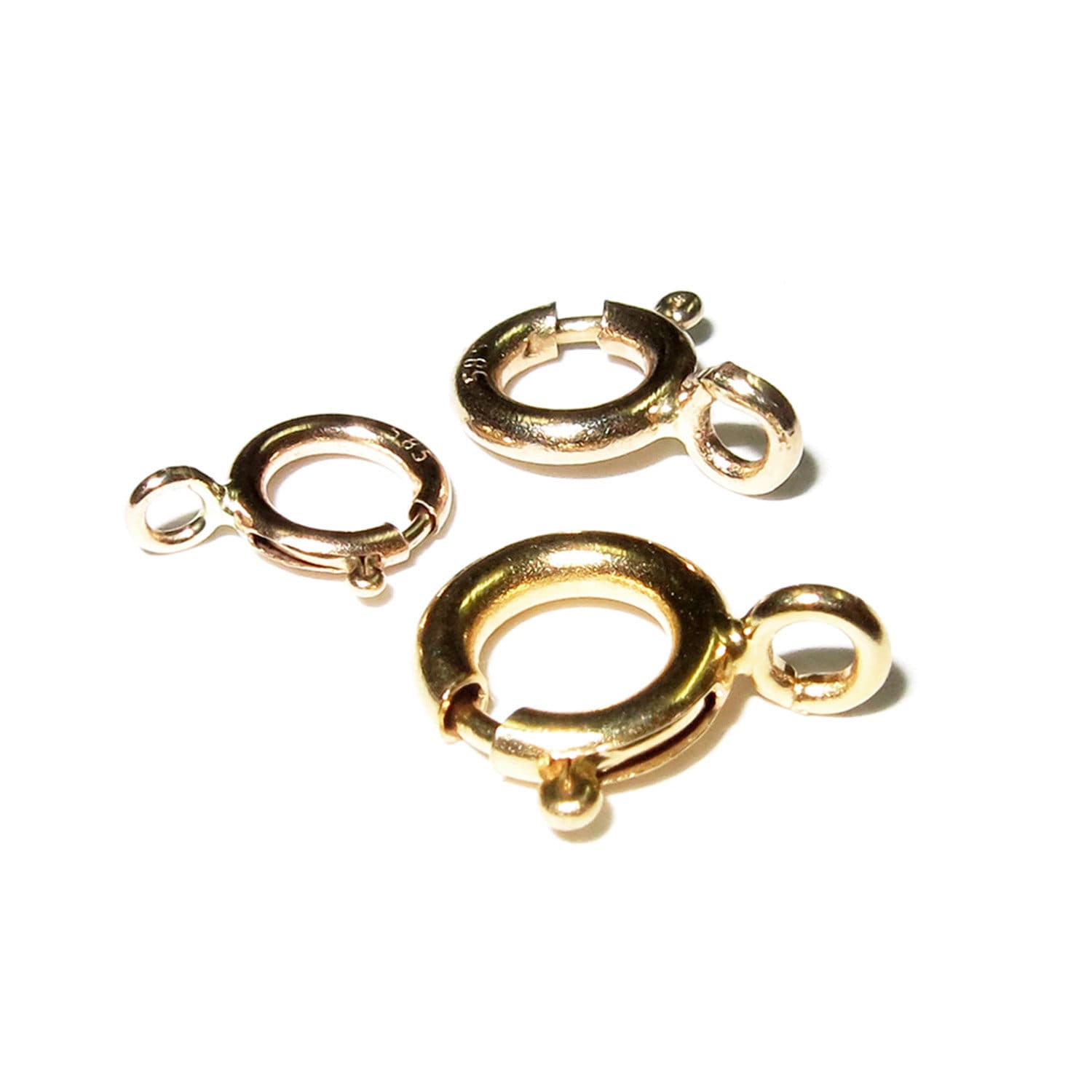 14K Solid Gold Spring Ring Clasp sizes 5, 6, 7, 8 mm, Jewelry making, 14K Gold spring ring clasps, 14K Solid gold, Gold clasp  - 1 piece