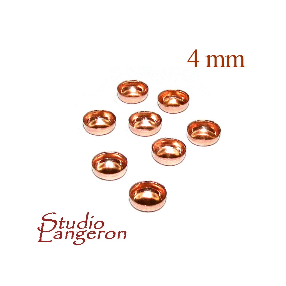 4 pcs size 4.0mm 14K Rose solid gold round Bezel Cups, Bezel cup, Gold bezel cup, Round bezel cups, 14K Rose solid gold, Jewelry making