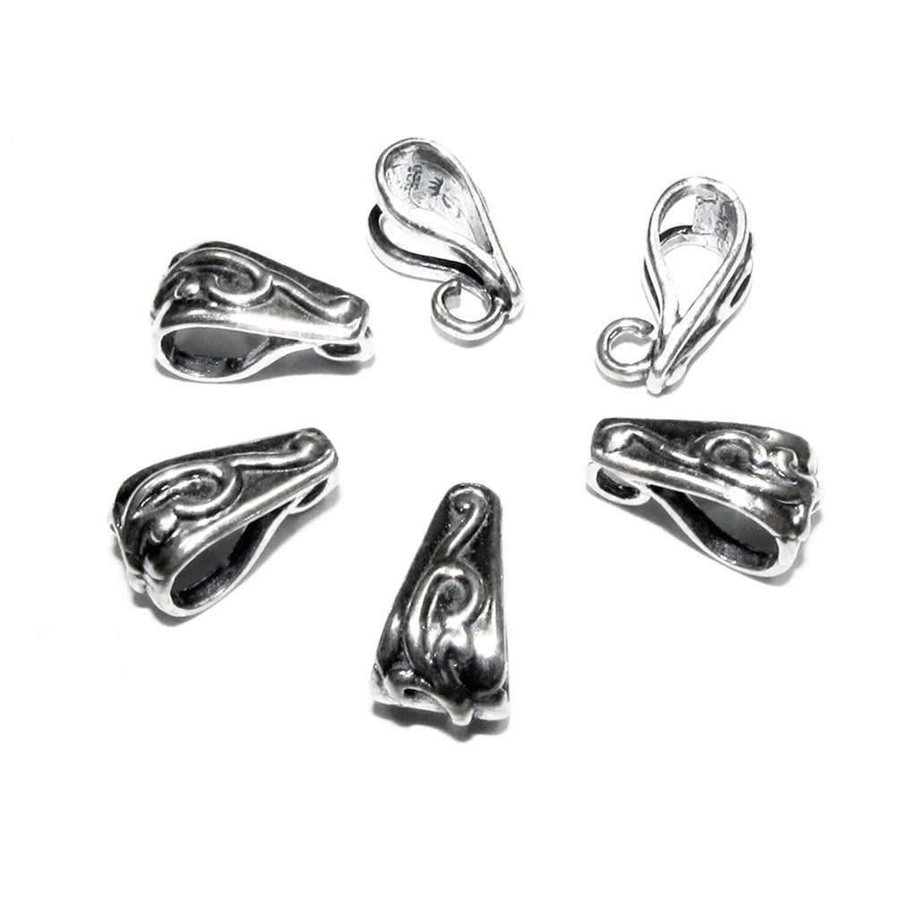 925 Sterling silver Swirl Design Pendant Bail, Bail with hook, bail with look, Jewelry making, Bail silver, Bail finding, Pendant - 1 piece