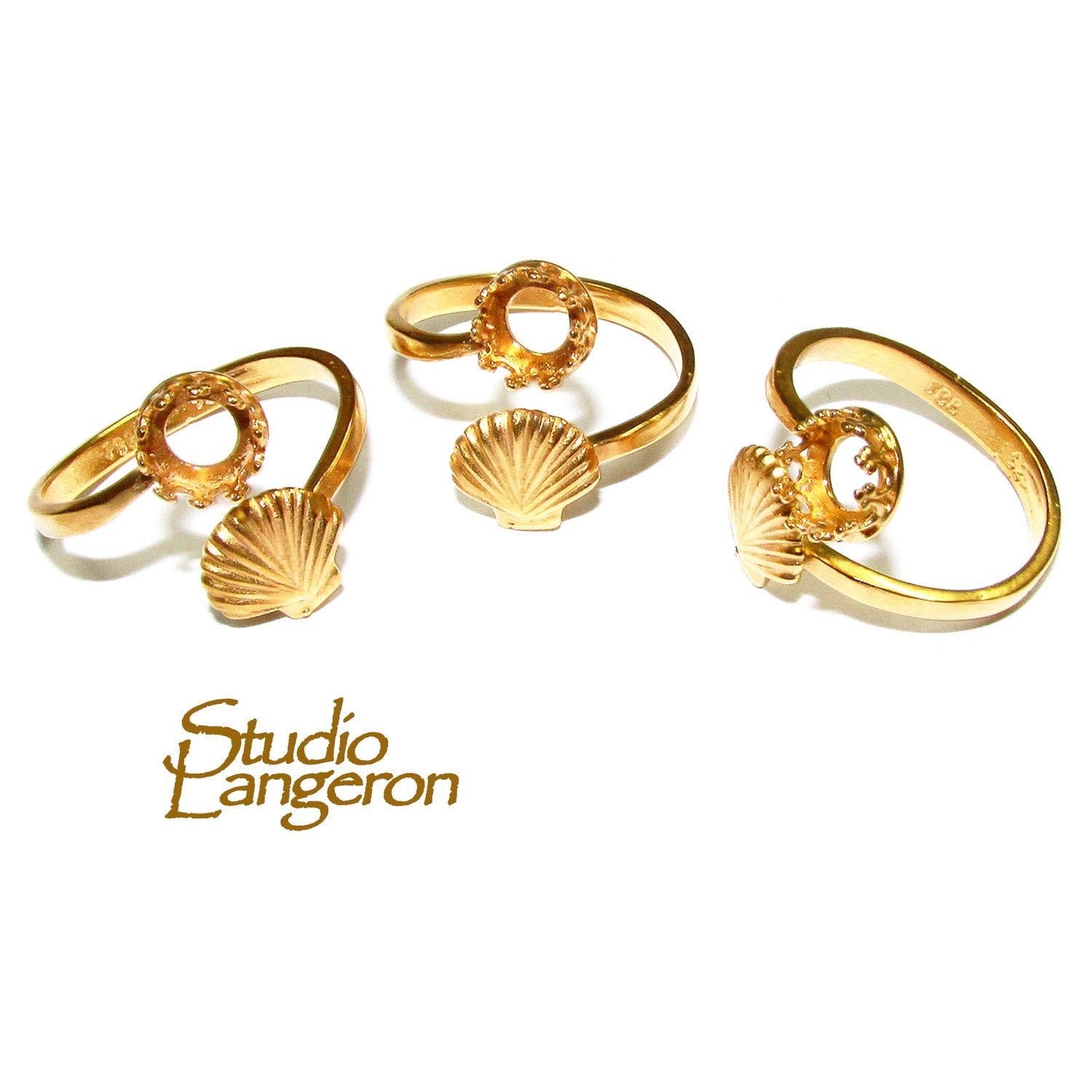 14K Yellow gold filled open blank ring with bezel cup 6 mm, base ring, Gold filled, bezel cup, Jewelry making, Setting - 1 piece