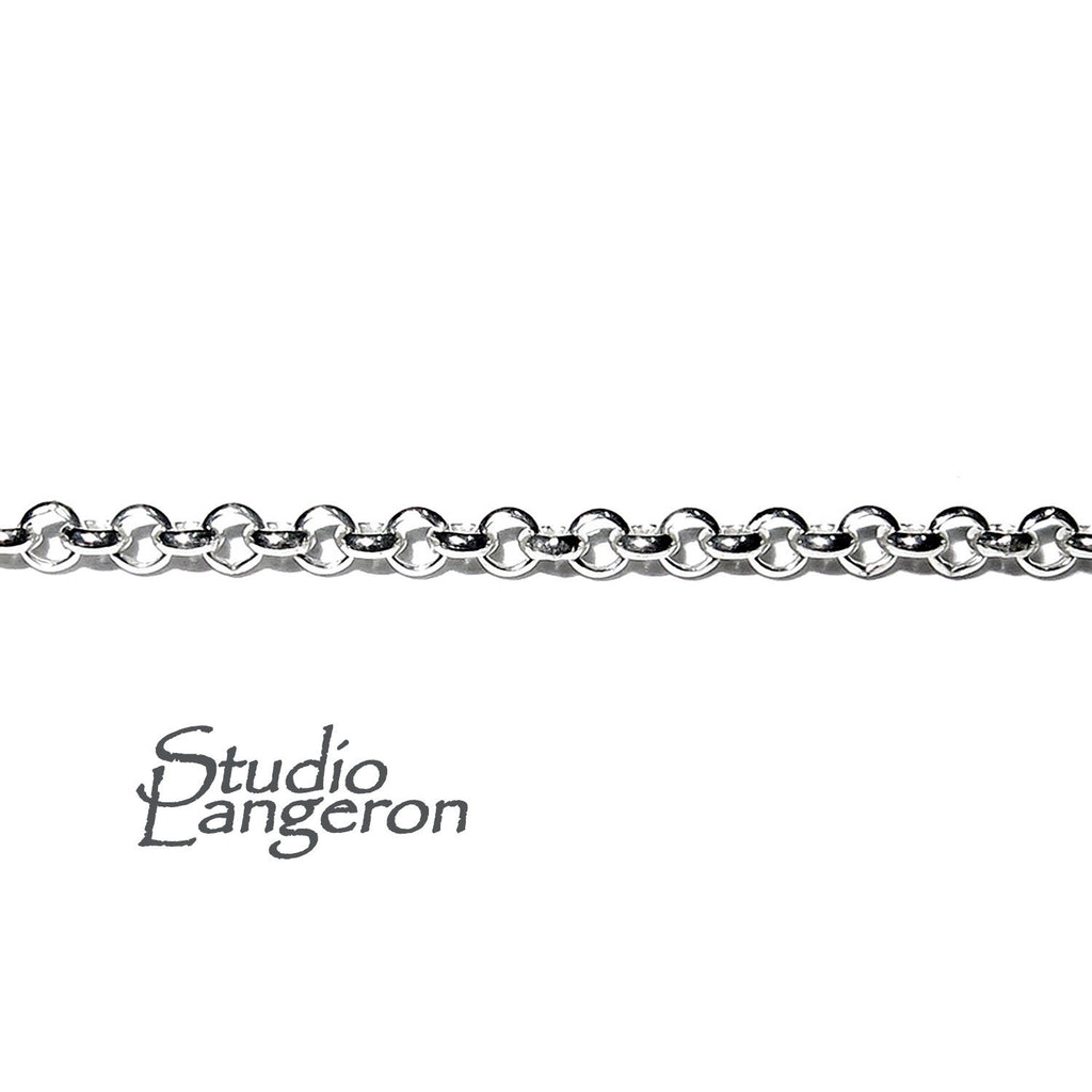 1.5mm Sterling Silver Rolo Cable Chain: Shiny Jewelry Making Chain (1 Ft/30cm)