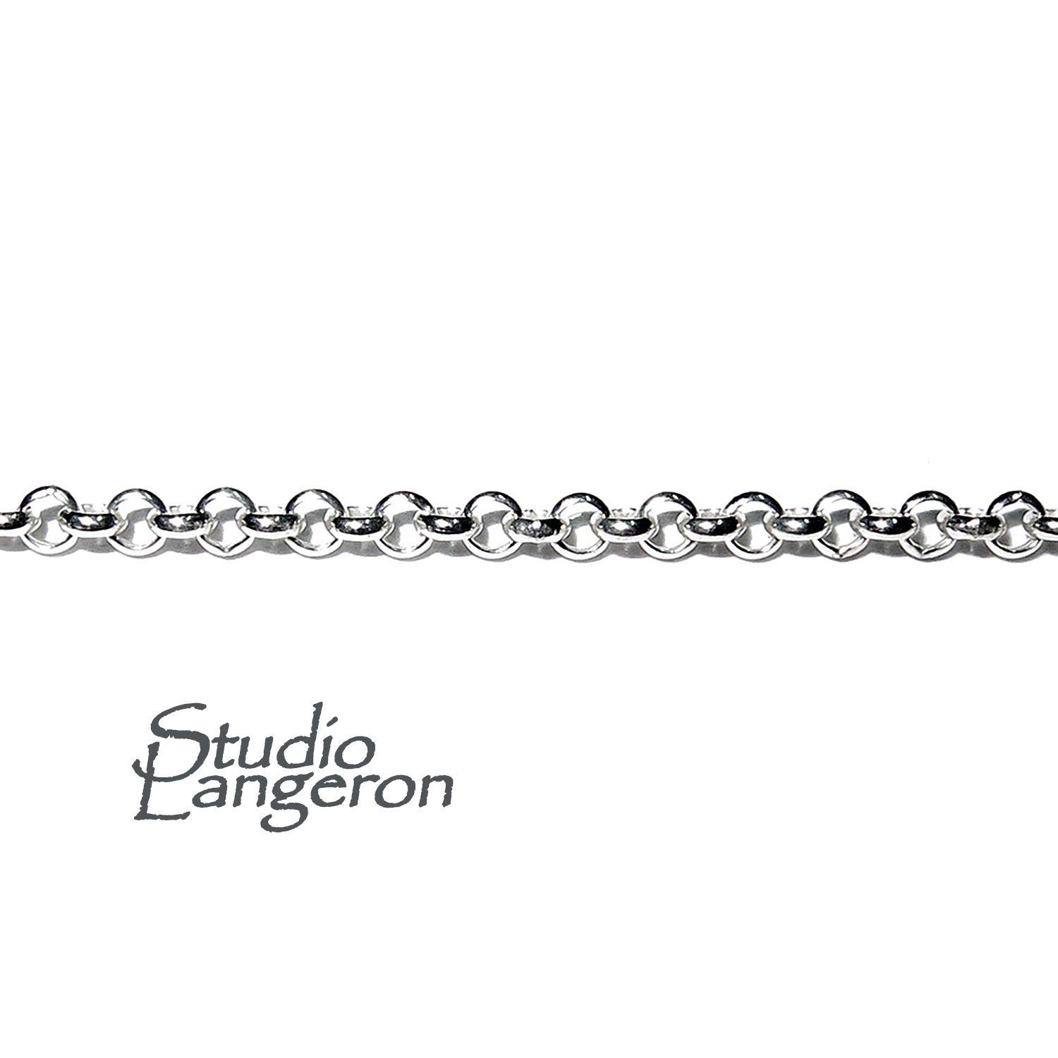 1.5mm Sterling Silver Rolo Cable Chain: Shiny Jewelry Making Chain (1 Ft/30cm)