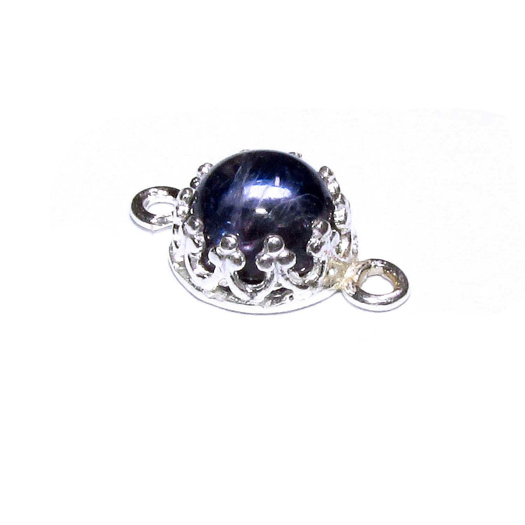 925 Sterling Silver natural iolite round Link Connector size 14x7 mm, Natural iolite silver link, Jewelry making, Connector - 1 piece