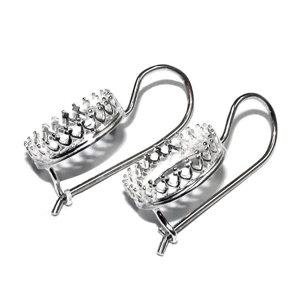 925 sterling silver blank earrings with bezel cup size 6 - 18mm, model 1023, Jewelry making, Setting, base earrings - 1 pair (2 pieсes)