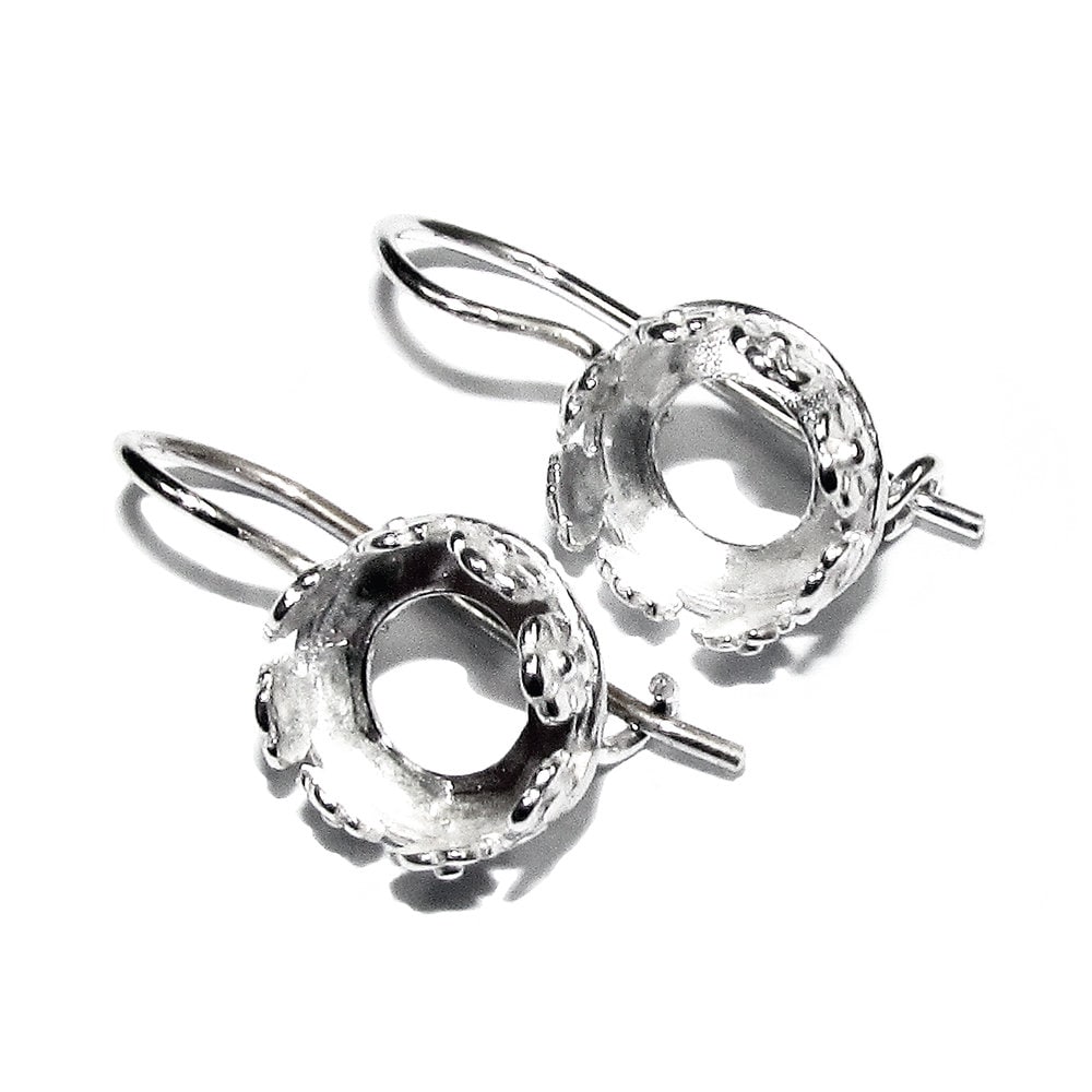 8 mm 925 sterling silver blank earrings with bezel cup, Jewelry making, Setting, bezel cup, base earrings, Earrings - 1 pair (2 piece)