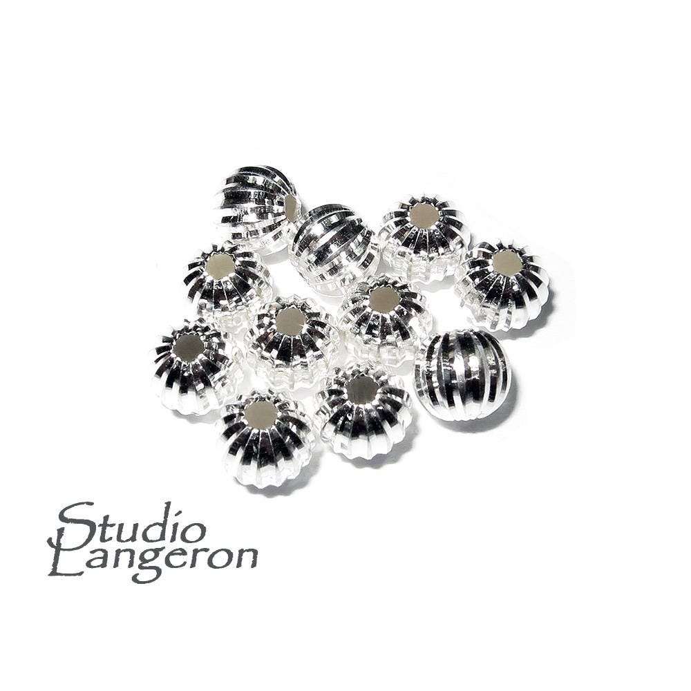 925 sterling silver diamond cut shiny beads size 6 mm, diamond cut beads, Jewelry making, silver round beads, silver findings - 1 piece