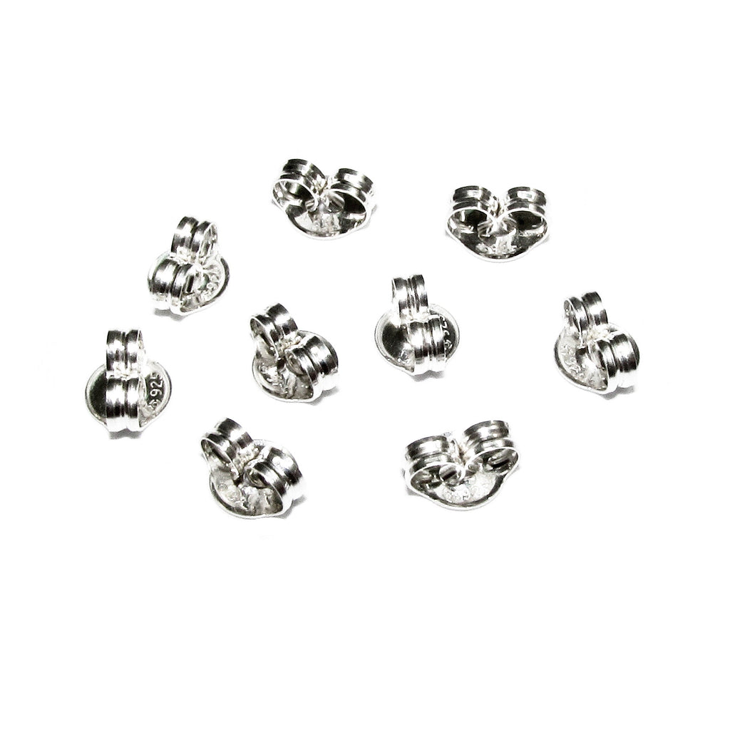 925 Sterling silver Friction Ear Nuts size 4 mm, Butterfly Earring Backs, Jewelry making, Earring Findings, Sterling silver backs - 1 pair