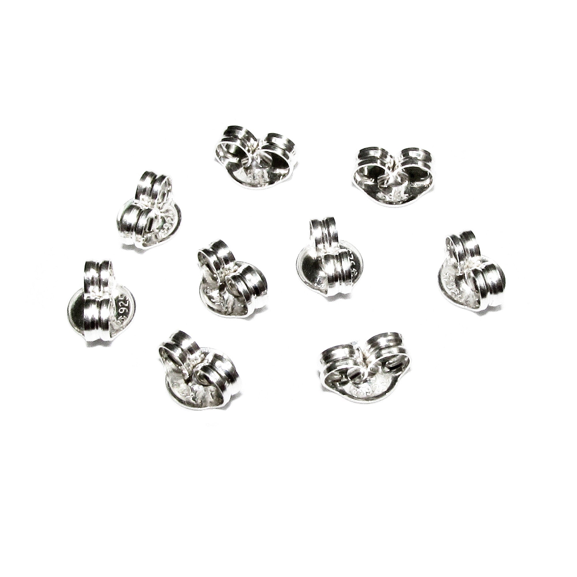 925 Sterling silver Friction Ear Nuts size 4 mm, Butterfly Earring Backs, Jewelry making, Earring Findings, Sterling silver backs - 1 pair