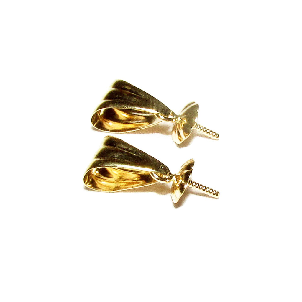 14K Solid gold grooved bail size 8.0x5.0 mm with 4.5 mm bead cup, Solid gold Bail, Jewelry making, Bail findings, Pendant bail - 1 piece