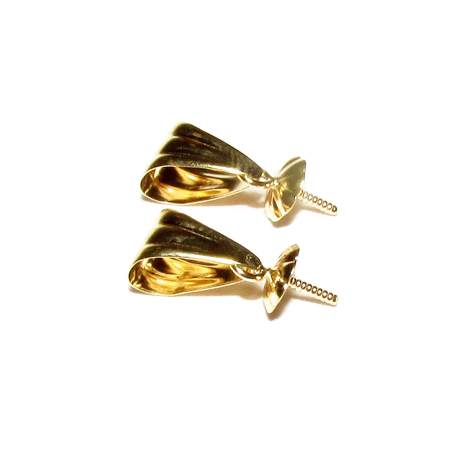 14K Solid gold grooved bail size 8.0x5.0 mm with 4.5 mm bead cup, Solid gold Bail, Jewelry making, Bail findings, Pendant bail - 1 piece