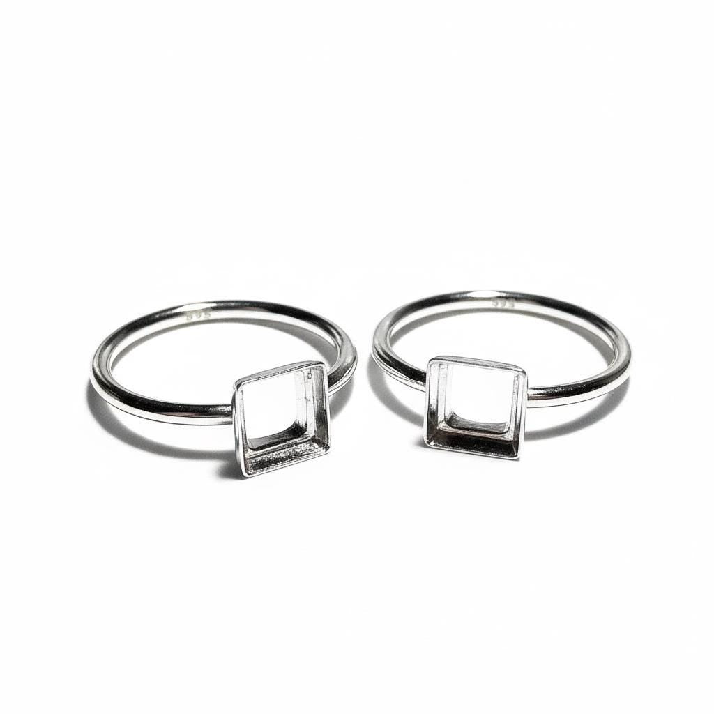 925 sterling silver blank ring with bezel cup 6x6mm size 4, 5, 6, 7, 8, 9, 10, 11, silver ring, bezel cup, setting, base ring - 1 piece