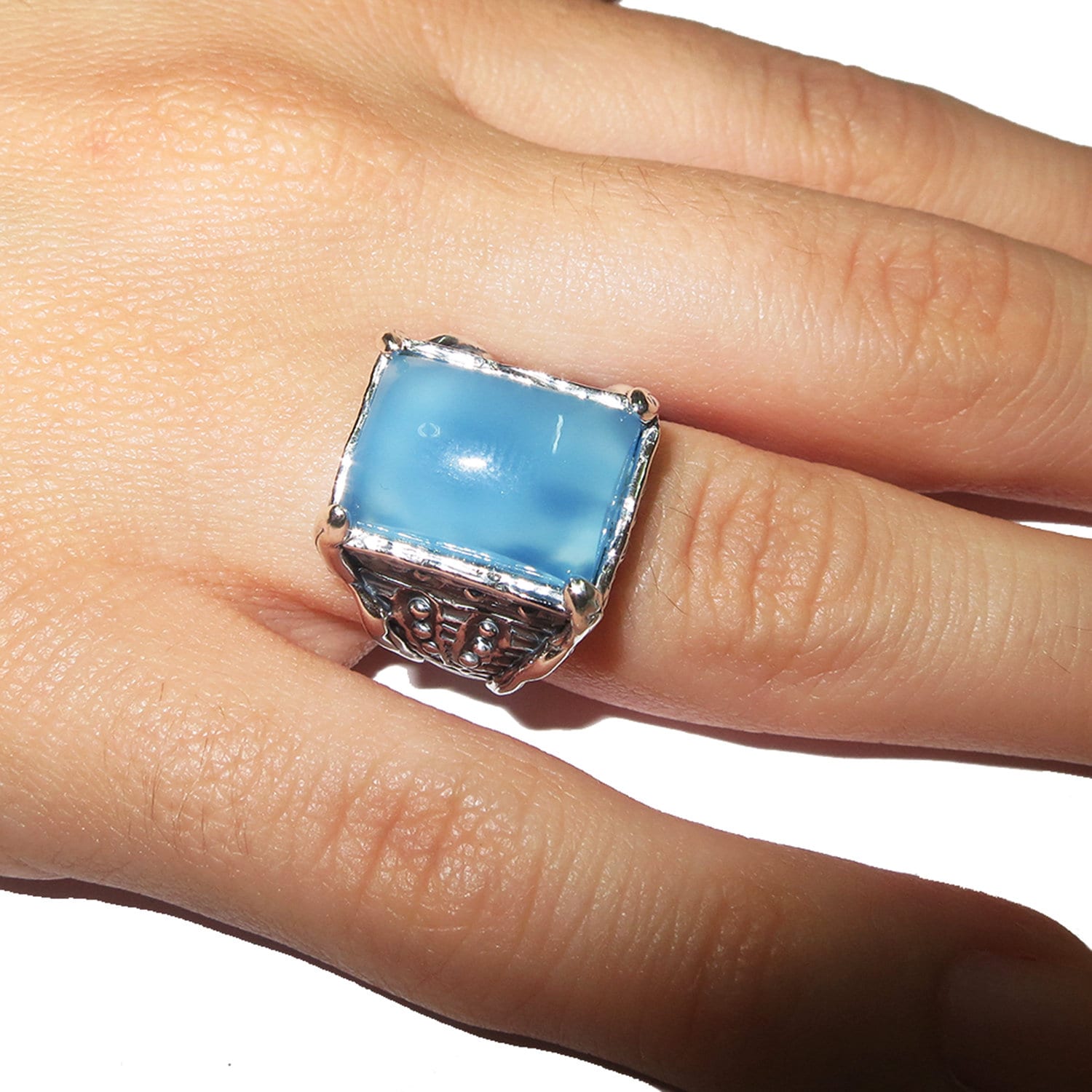 Blue chalcedony ring 925 sterling silver, size 5, Handmade ring, single copy, 925 sterling silver, Blue chalcedony, silver ring, gemstone