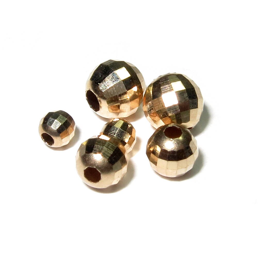 14K solid gold disco cut beads size 3, 4, 5, 7 mm, 14K gold beads, Jewelry making, 14K solid gold, diamond cut beads, gold beads - 1 piece