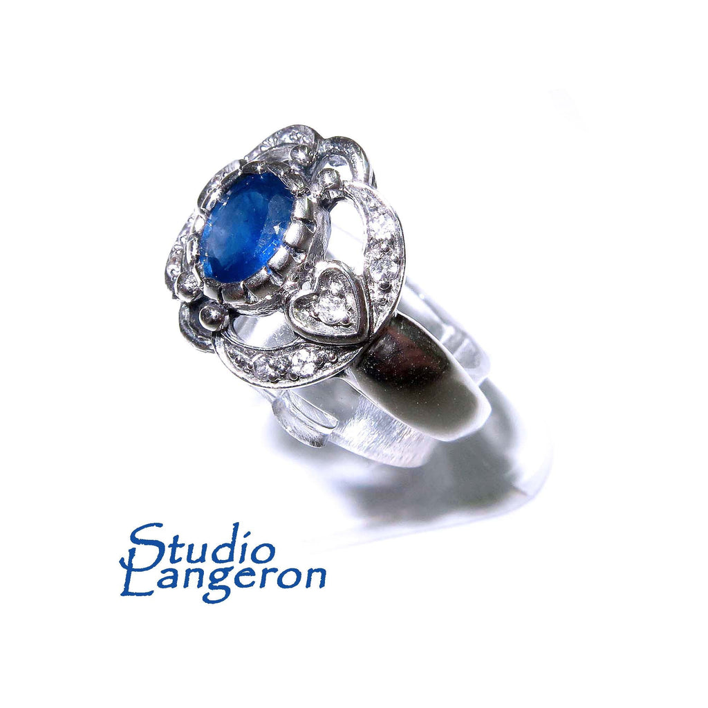 Statement Sapphire ring 925 sterling silver size 5 1/2, Handmade ring, single copy, 925 sterling silver, Natural Sapphire, gemstone