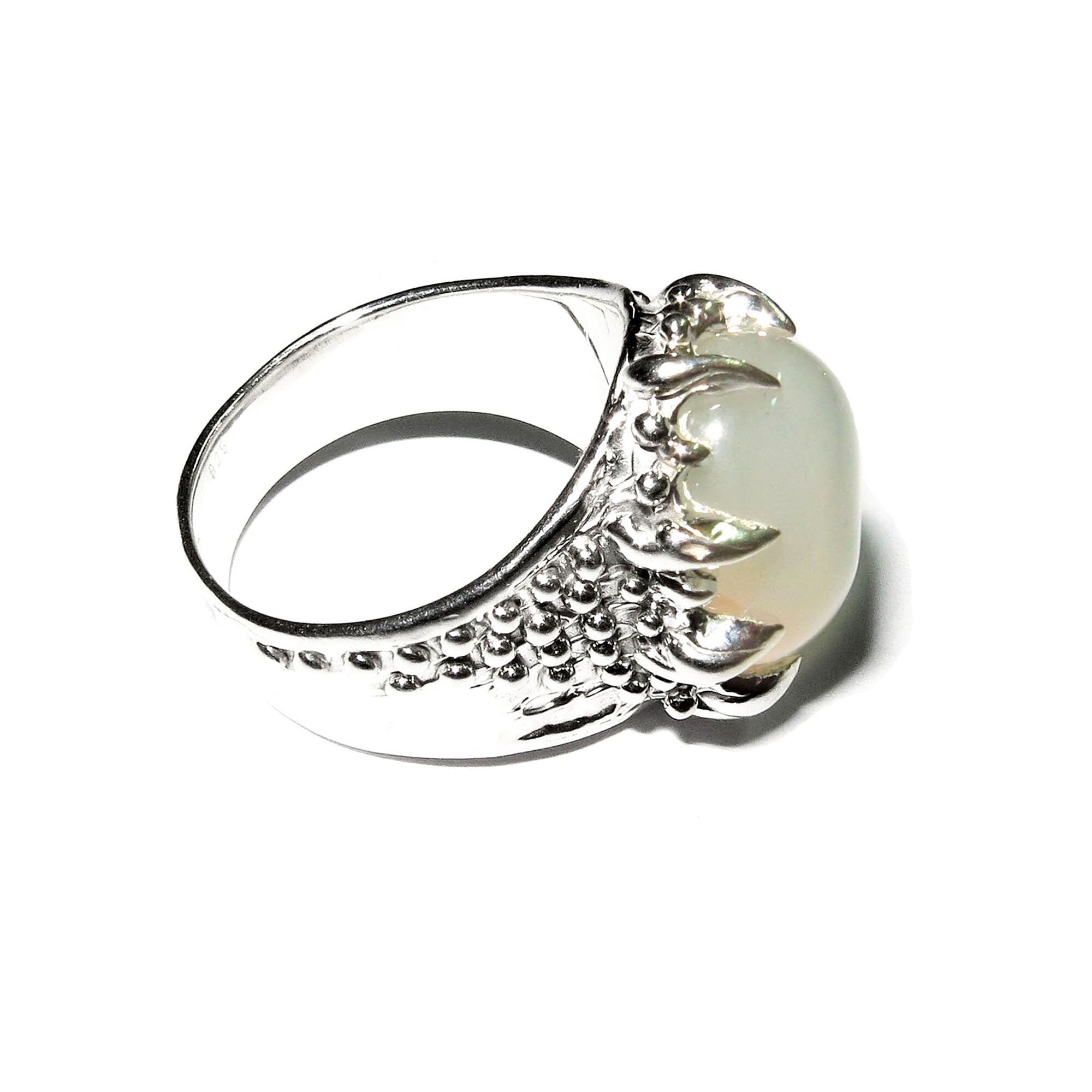 Statement Natural White opal ring 925 sterling silver size 8, Handmade ring, single copy, sterling silver, White opal, silver ring, gemstone