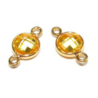 14K Gold Filled Checkerboard Citrine Round Link Connector size 12x7 mm, Citrine gold filled link, Link connector, Jewelry making - 1 piece