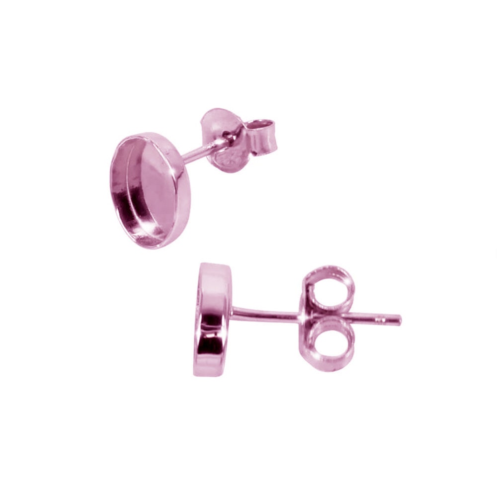 14K Rose Gold Filled Earrings Post With oval bezel cups size 6x8 - 10x14mm, Earrings mounting, Bezel cups, jewelry making - 1 pair (2 piece)
