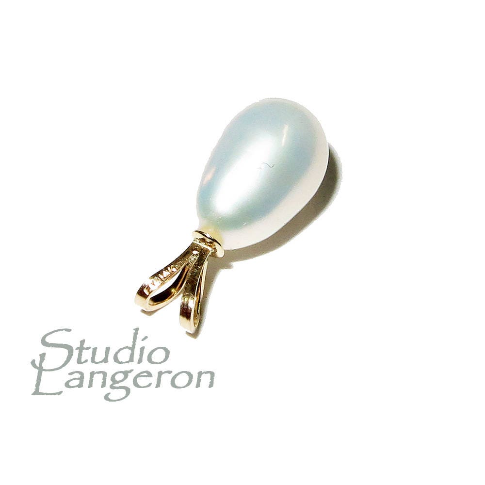 14K Pure Solid Yellow Gold Genuine Pearl Pendant, 14K Solid gold, Genuine pearl, Perl pendant, Elegant gift, Beautiful pendant, White pearl
