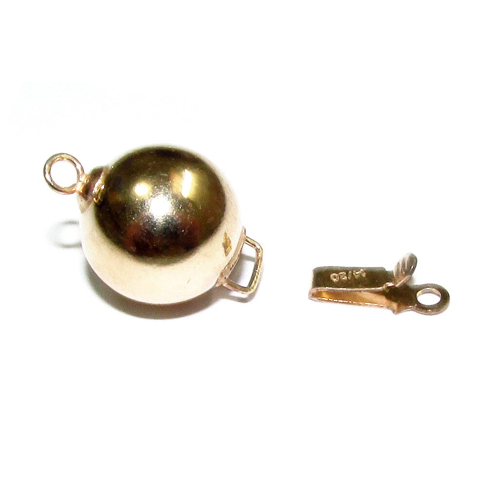 14K Yellow Gold Filled Bead Safety Clasp size 8 mm, Gold Filled bead clasp, Clasp findings, Gold Filled clasp, Jewelry making - 1 piece