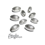 925 Sterling Silver corrugated shiny oval Beads Size 3x5, 4x6.5, 5x7 mm, Jewelry making, Corrugated oval Beads, Silver oval beads - 1 piece