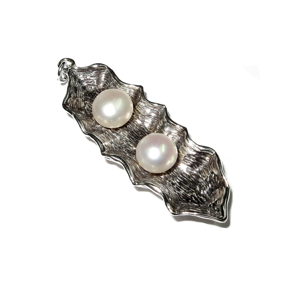 Pearls pendant 925 sterling silver size 5.0x2.0 cm, 100% handmade, single copy, Natural Pearl, Handmade pendant