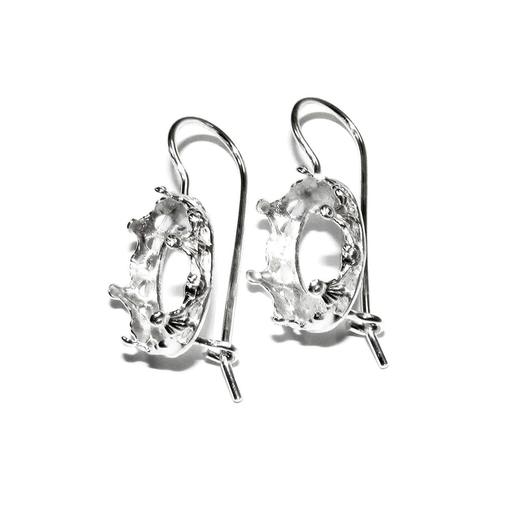 925 sterling silver blank earrings with oval bezel cup size 8x10-13x18mm, model 1231, Jewelry making, Setting, bezel cup - 1 pair (2 pieces)