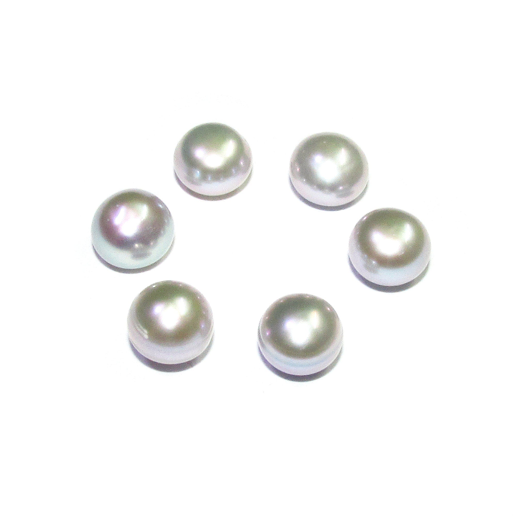 8 mm grey pearls half-drilled Cabochon, Natural Pearl, grey pearls Gemstone, Round pearl, Jewelry making, ring, earrings - 1 piece